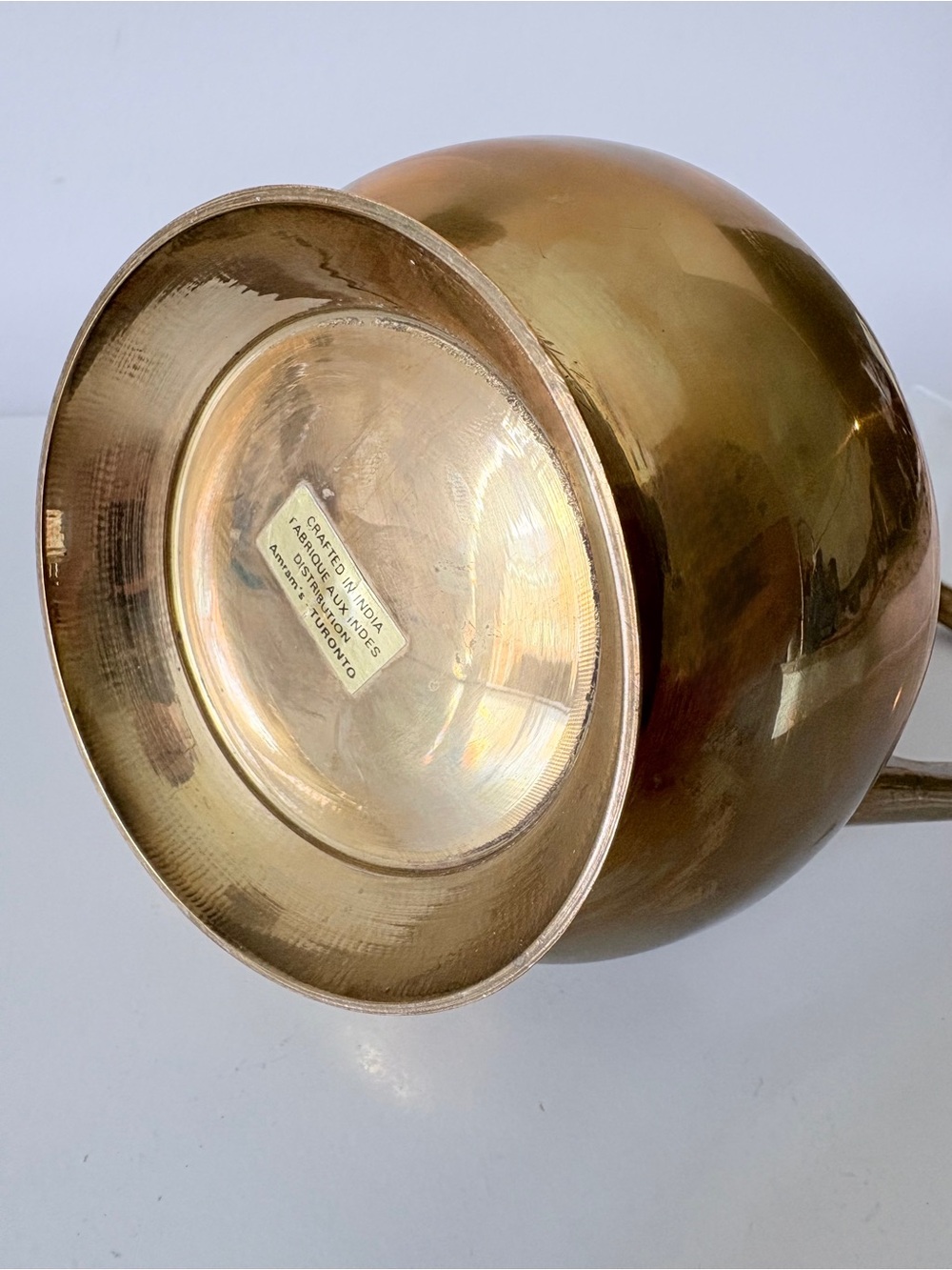 Vintage Brass Pitcher 8" Heavy Solid Brads Ewer Vase Made in India - Picture 9 of 9